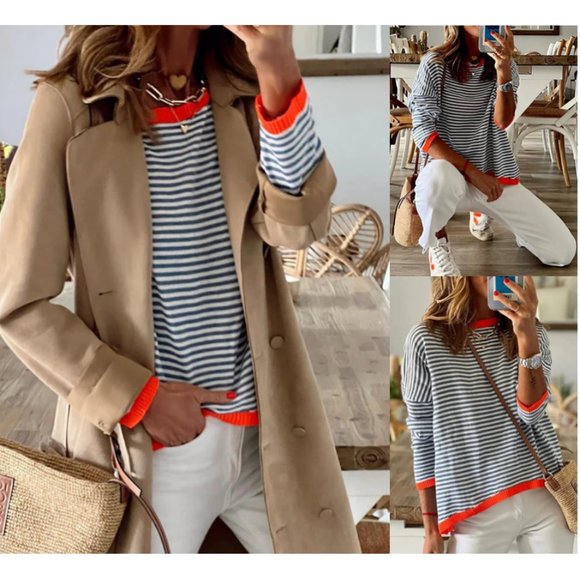 Exclusive striped sweatshirt top szM - Picture 1 of 14